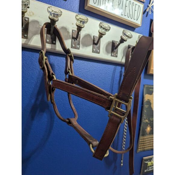 Leather Thoroughbred Race Horse Halter - Picture 3 of 9